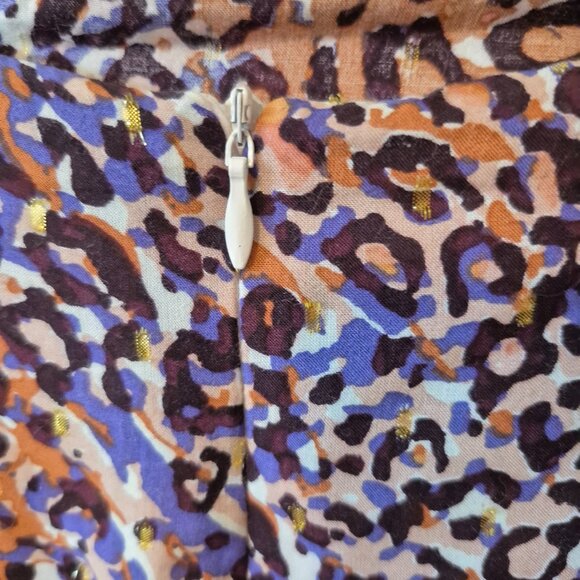 SUNCOO Paris | Tiered Ruffle Skirt | Animal Print w/ Gold Thread | Size L / T3 - Picture 8 of 11